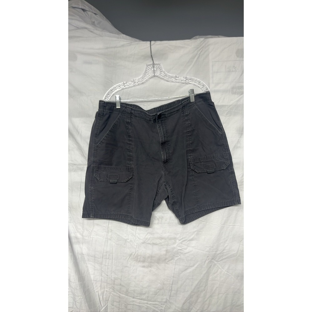 Mens Dark Gray Relaxed Fit Cargo Shorts Elastic Waist Utility Sz 38
